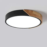 Moderne ronde houten LED-plafondlamp dimbaar - zwart, 30*5cm, met afstandsbediening - ideaal voor woonkamer, slaapkamer, hal en eetkamer